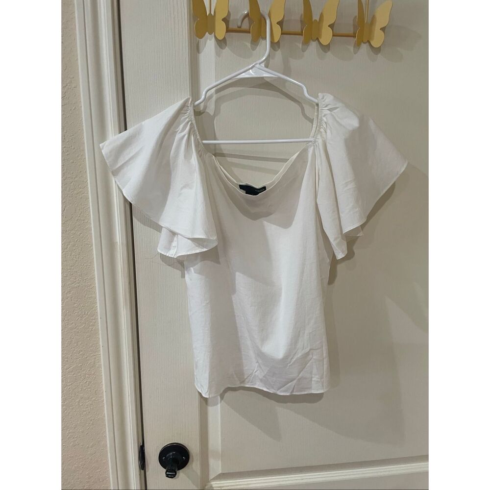 AQUA off the shoulder ruffle trim blouse size small